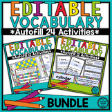 EDITABLE Vocabulary Printable Activities and Games BUNDLE