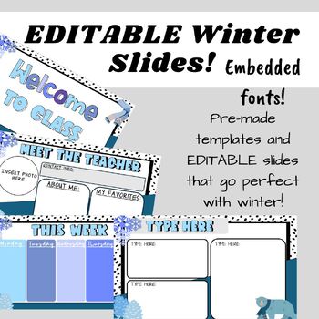 Preview of EDITABLE WINTER Themed Morning Slide Template!