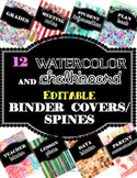EDITABLE Watercolor and Chalkboard Binder Covers and Spines
