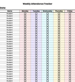 Preview of EDITABLE Weekly Attendance Tracker