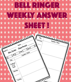 Weekly Bell Ringer Blank Answer Template #dollardeals by North Dakota