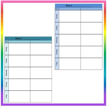 editable weekly lesson plan template format two subject