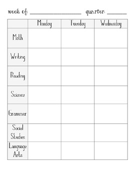 Preview of EDITABLE Weekly Lesson Planner