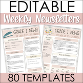 EDITABLE Weekly Class Newsletter Templates | Neutral Colors