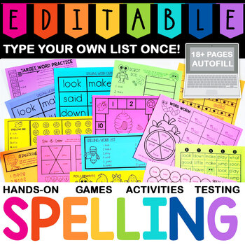 Preview of EDITABLE Weekly Spelling List Pack: Name Practice, Sight Words Distance Learning