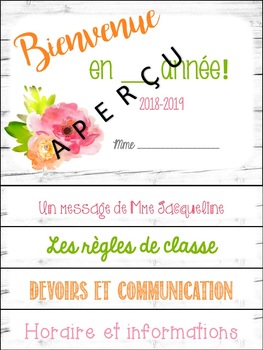 Preview of EDITABLE Welcome FRENCH flipbook-Cahier à cachettes 'Bienvenue' MODIFIABLE