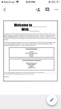 Preview of EDITABLE Welcome Letter- FREE DOWNLOAD