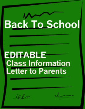 Preview of EDITABLE Welcome/Parent Information Letter