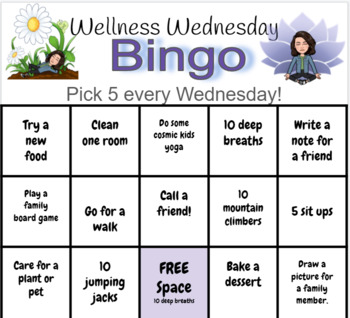 Preview of EDITABLE Wellness Wednesday Bingo Board