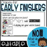 Early Finisher {I'm Done! Now What?} Editable Cards