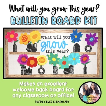 Preview of EDITABLE What Will You Grow This Year? Bulletin Board with FLOWER CLIPART