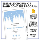 EDITABLE Winter Chorus or Band Music Concert Program! Fold