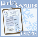 EDITABLE Winter Classroom Newsletter Template Snowmen