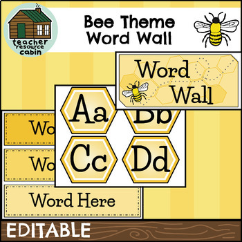 Preview of EDITABLE Word Wall  | Bee Theme Decor