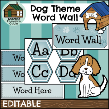 Preview of EDITABLE Word Wall | Dog Theme Decor