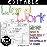 EDITABLE Word Work- SOR- NO PREP!!!