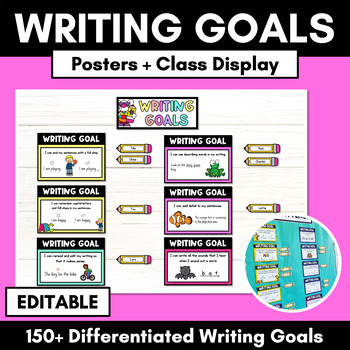 Preview of EDITABLE Writing Goals for Students - Learning Goal Posters