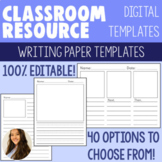 EDITABLE - Writing Paper Template - K-5 Options for Different Genres!!