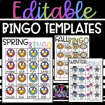 Preview of EDITABLE - Year-Round BINGO TEMPLATES