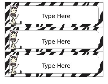 Editable Zebra Name Tags By Fabulous Figs Teachers Pay Teachers