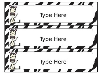 Editable Zebra Name Tags by Fabulous Figs | TPT