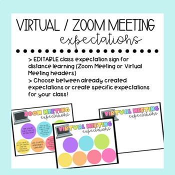 Virtual Meeting Expectations for Distance Learning, EDITABLE