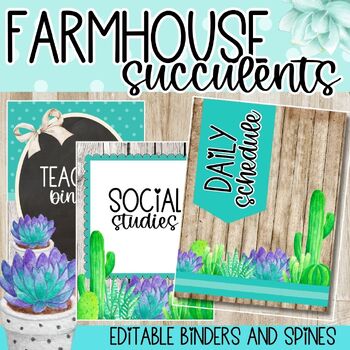 Preview of EDITABLE and Ready to Print Binder Covers and Spines | Farmhouse Succulents