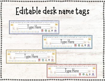 Preview of EDITABLE boho neutral name tags/ desk name plates with affirmations