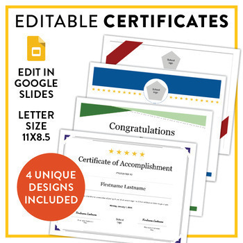 Preview of EDITABLE certificates: 4 different files for any grade or subject!
