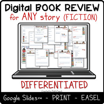 Preview of EDITABLE differentiated reading report, book review for Google Drive™ & EASEL