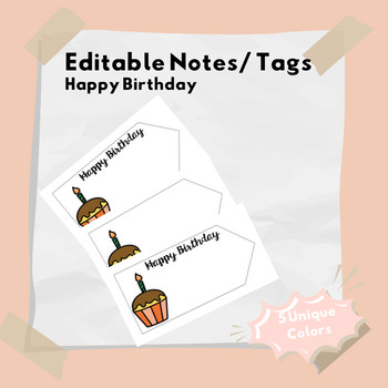 Preview of EDITABLE happy birthday notes/tags