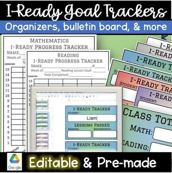 Preview of EDITABLE iReady progress tracker sheet bulletin board display class goal i-Ready