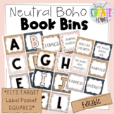 EDITABLE  ll  Neutral Boho Book Bin Labels (Fits Target Pockets)