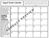 EDITABLE snack classroom Calendar (labeled) 2022-2023 UPDATED 