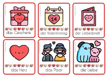 Preview of EDITALBE Valentines Day Vocabulary | Valentinstag | German and English
