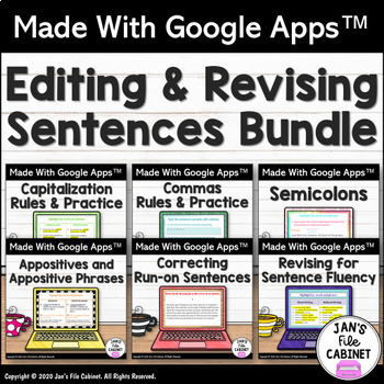 Preview of EDITING AND REVISING SENTENCES BUNDLE Interactive Google Apps Lessons