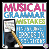 Grammar Activity - Editing Grammar Errors in Song Music Ly