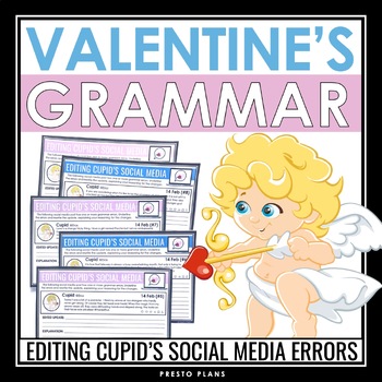 Preview of Valentine's Day Grammar Activity - Editing Errors in Cupid's Social Media Posts