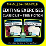 EDITING WORKSHEETS High School BUNDLE Teen Fiction & Class