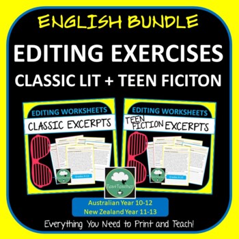 Preview of EDITING WORKSHEETS High School ELA BUNDLE Teen Fiction & Classic Fiction
