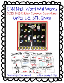 Preview of EDM Word Wall Words Units 1-5 CCSS 2015 Common Core Aligned