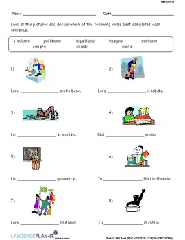 Preview of EDUCATION ACTIVITIES, VERBS (ITALIAN)