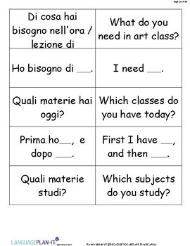 Preview of EDUCATION FLASHCARDS (ITALIAN)
