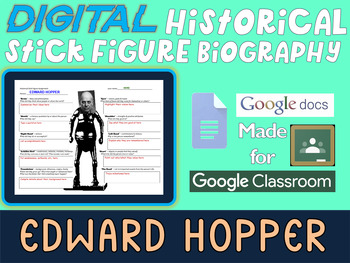 Preview of EDWARD HOPPER Digital Historical Stick Figure Biography (MINI BIOS)