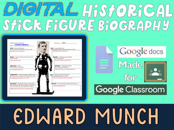 Preview of EDWARD MUNCH Digital Historical Stick Figure Biography (MINI BIOS)
