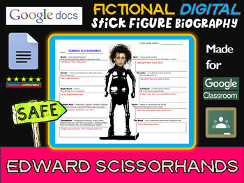 Preview of EDWARD SCISSORHANDS - Fictional Digital Stick Figure Research Activity