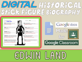 Preview of EDWIN LAND Digital Historical Stick Figure Biography (MINI BIOS)