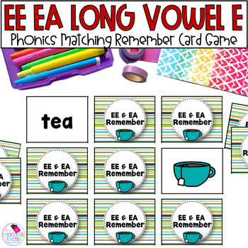 Long Vowel Team E ea ee Clip Cards Literacy Bag Game Phonics Center Teacher Made 