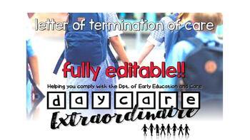 Preview of EEC Reg. Daycare Childcare Letter of Termination FULLY EDITABLE