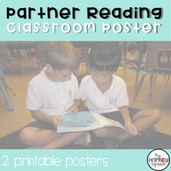 Preview of Partner Reading Poster for Classroom | printable | color and black & white